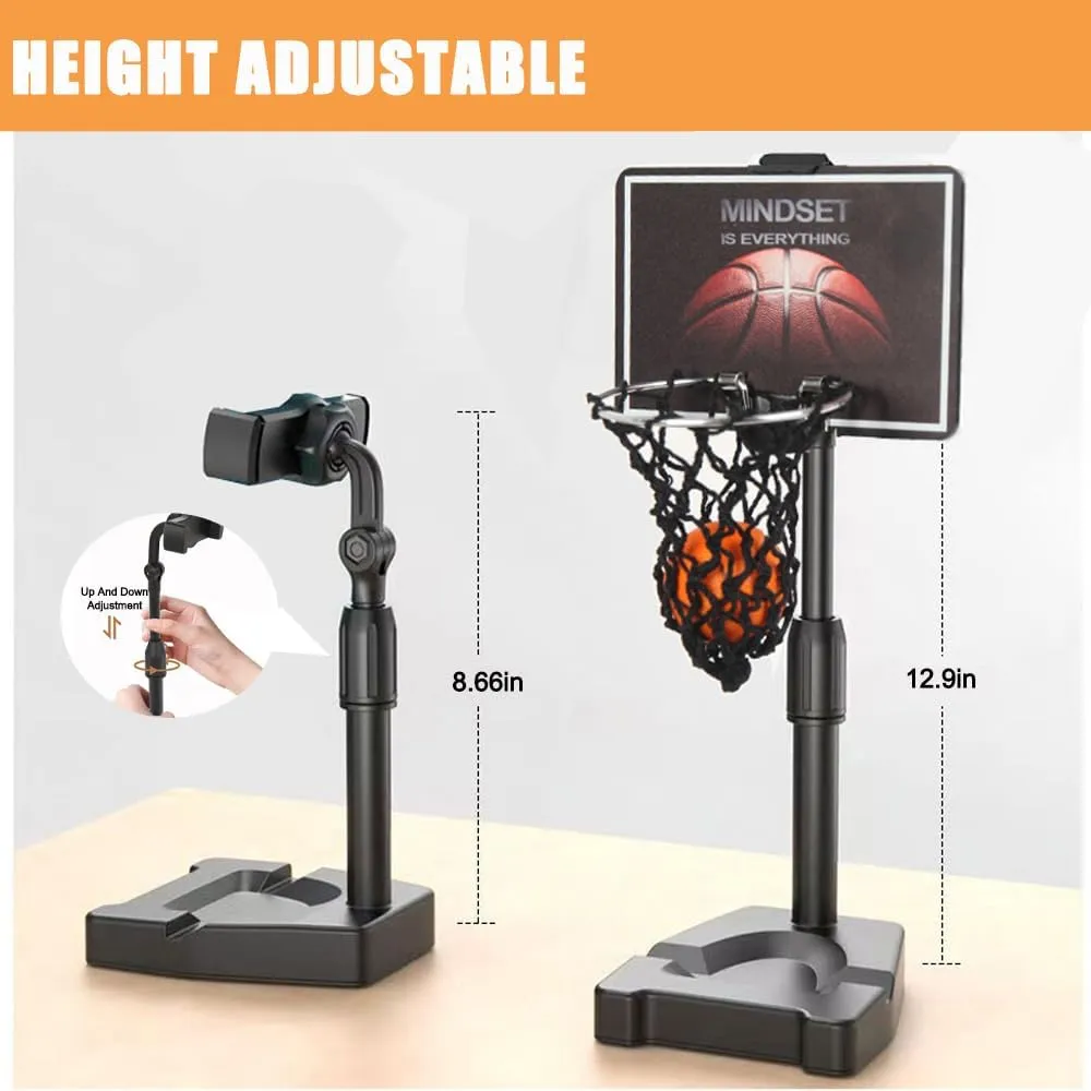 GYSH Mini Desktop Basketball Hoop for Office,Tiny Tabletop Basketball Game Toy,Desk Toys for Office for Adults,Indoors Smallest Foam Basketball,with Phone Holder(Stands)