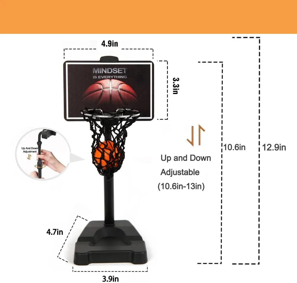 GYSH Mini Desktop Basketball Hoop for Office,Tiny Tabletop Basketball Game Toy,Desk Toys for Office for Adults,Indoors Smallest Foam Basketball,with Phone Holder(Stands)