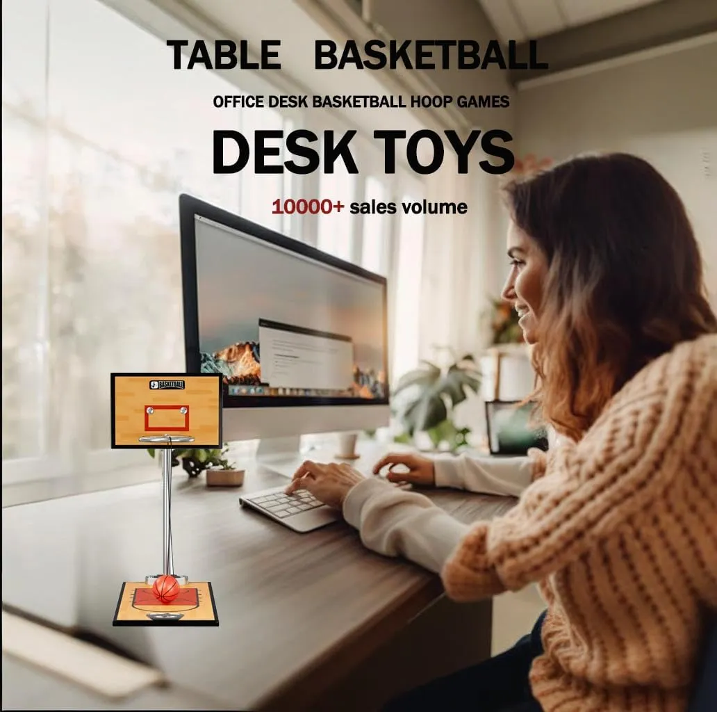 GYSH Mini Desktop Basketball Hoop Game for Office,Tabletop Basketball Game Toy with Easy Assembly,Desk Toys for Office for Adults，Tiny Basketball Hoop(Desk Basketball)