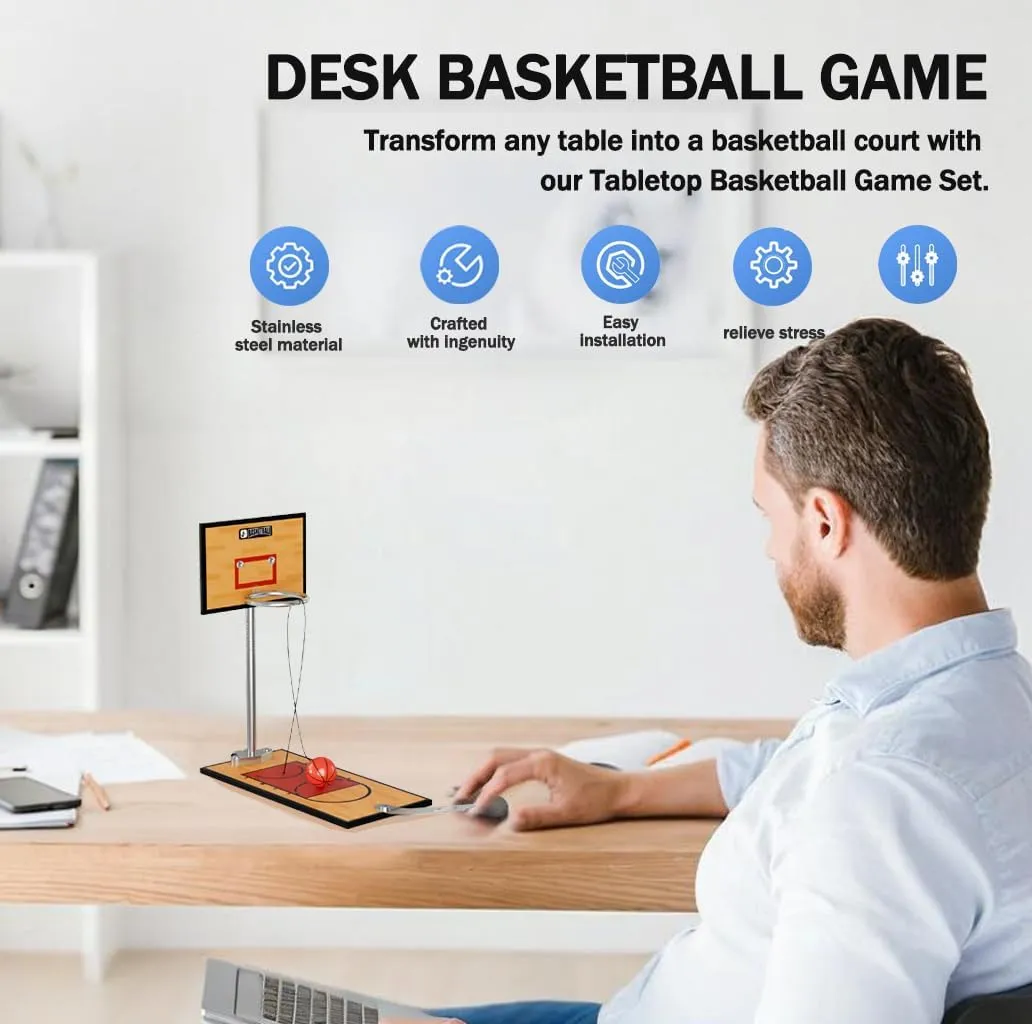 GYSH Mini Desktop Basketball Hoop Game for Office,Tabletop Basketball Game Toy with Easy Assembly,Desk Toys for Office for Adults，Tiny Basketball Hoop(Desk Basketball)