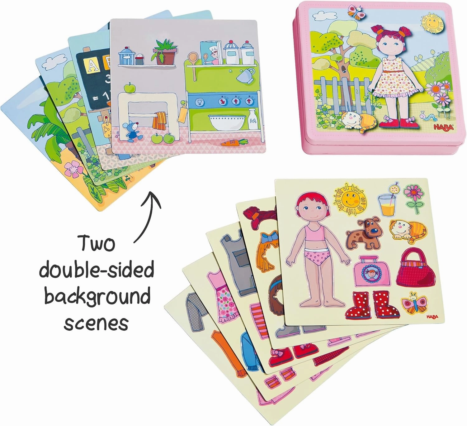 HABA Dress-Up Doll Magnetic Game Box & Magnetic Puzzle for Toddlers, Travel-Friendly Road Trip Toy for Kids, Toddler Activities for 2-4 Year Olds, 54 Piece Set