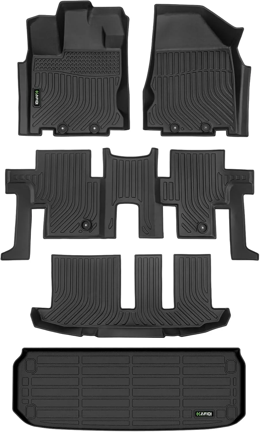 HAFIDI® Floor Mats & Cargo Liner Fit for 2013-2021 Nissan Pathfinder/Infiniti QX60 All Weather Protection TPE Anti-Slip Automotive Full Set Floor Liners Custom Accessories - Black