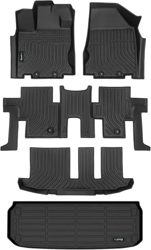 HAFIDI® Floor Mats & Cargo Liner Fit for 2013-2021 Nissan Pathfinder/Infiniti QX60 All Weather Protection TPE Anti-Slip Automotive Full Set Floor Liners Custom Accessories - Black