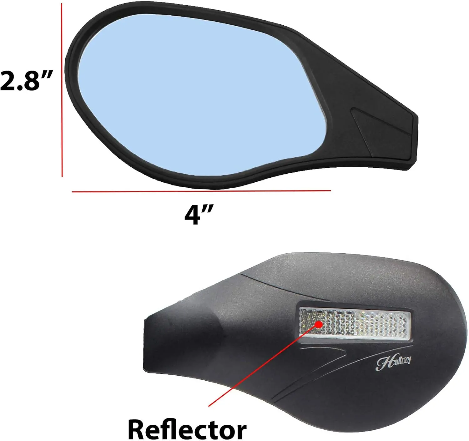 Hafny New Handlebar Bike Mirror, HD,Blast-Resistant, Glass Lens, HF-MR088LS (Left) (HF-M903LB-FR01 (Handlebar Fitting Left Side, Blue Glass))