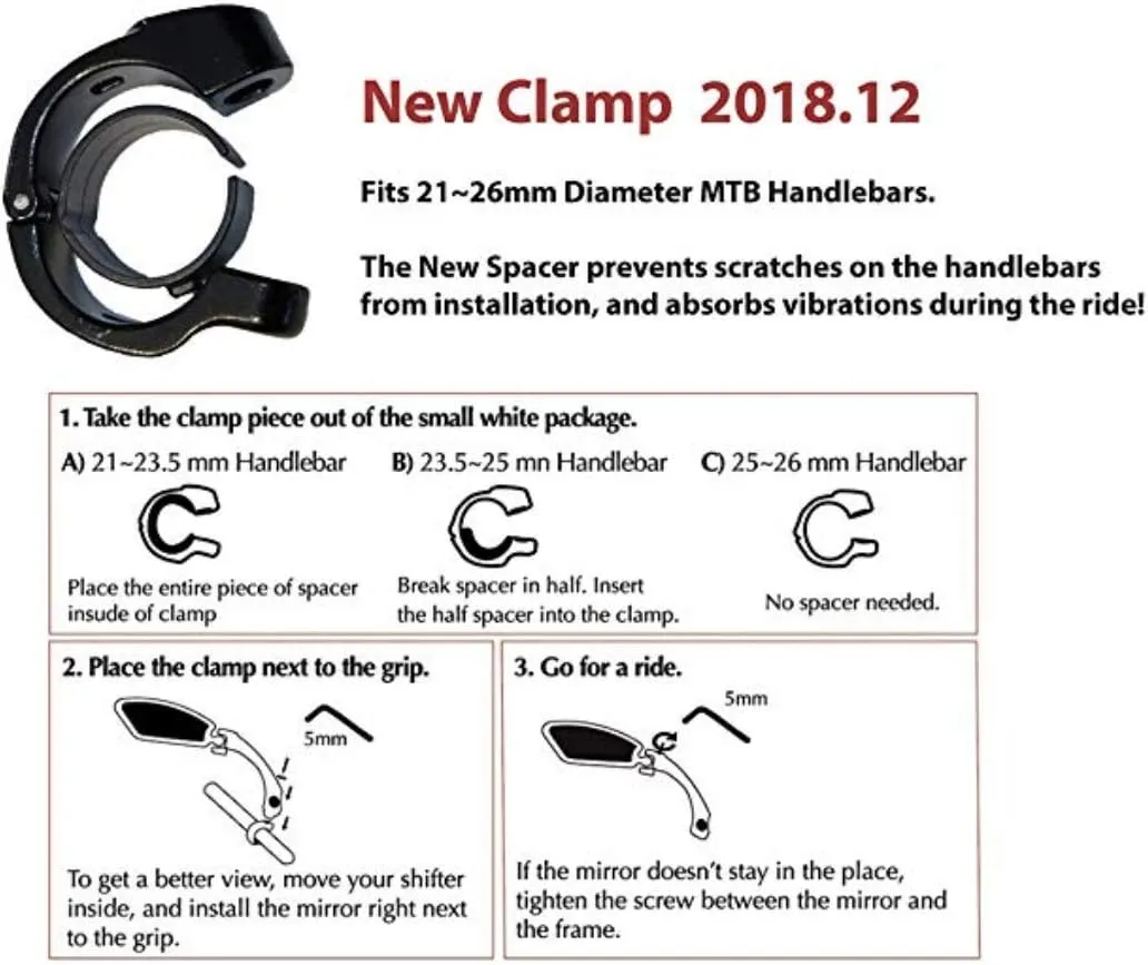 Hafny New Handlebar Bike Mirror, HD,Blast-Resistant, Glass Lens, HF-MR088LS (Left) (HF-M903LB-FR01 (Handlebar Fitting Left Side, Blue Glass))