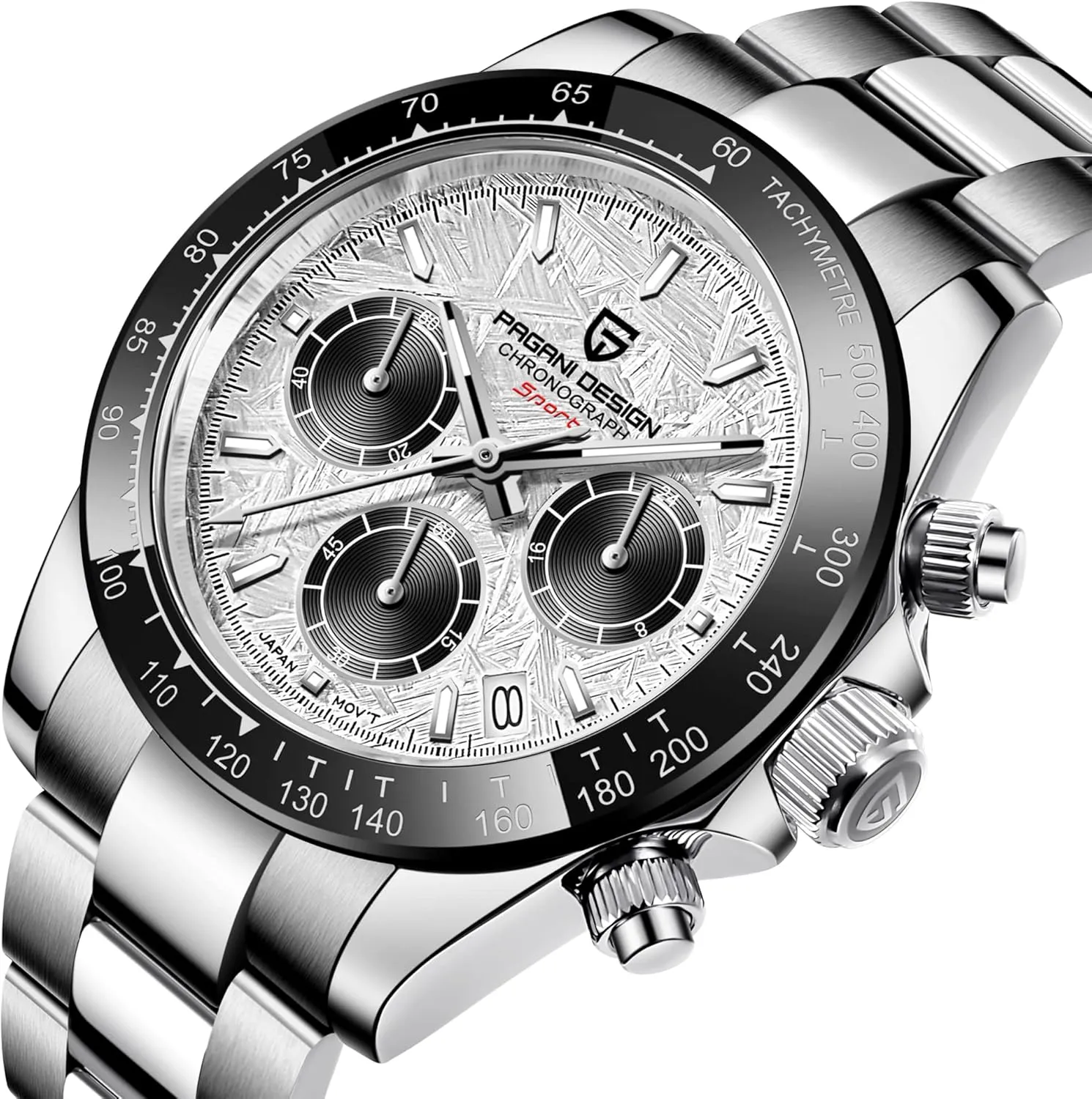 HaiQin Pagani Design Classic Men's Multifunctional Chronograph Full Stainless Steel Japanese VK63 Quartz Movement Tester 100m Waterproof Luxury Business Watch