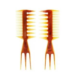 Hair Straightener Hair Comb Double-sided Comb Texture Shape Suitable for Large-back Wide-tooth Comb Tip-tail Flat Comb Household Items for Men and Women Curly Hair Brush(B2pc)