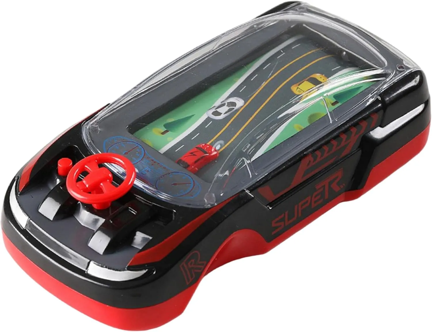Handheld Games for Kids Ages 3 , 2 Speed Adjustable Driving Games with Music and Light, Interactive Plastic Car Racing Steering Wheel Toy, Black