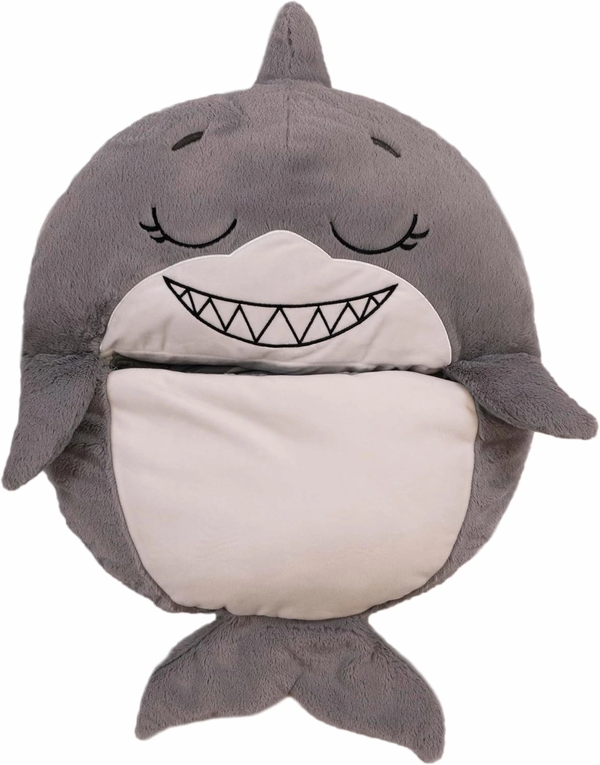 Happy Nappers: Pillow & Sleepy Sack: Medium - Grey Shark - 54 x 20, 2-in-1: Plush Animal Opens Into Sleeping Bag, Soft Play & Nap Character, Kids 3 