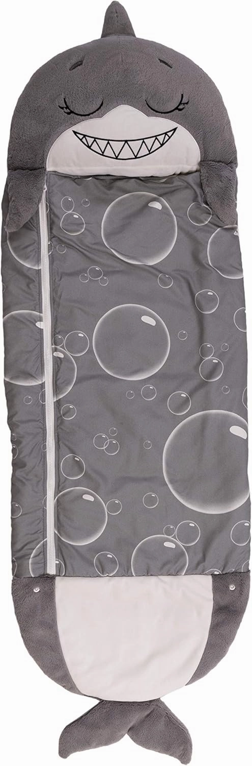 Happy Nappers: Pillow & Sleepy Sack: Medium - Grey Shark - 54 x 20, 2-in-1: Plush Animal Opens Into Sleeping Bag, Soft Play & Nap Character, Kids 3 