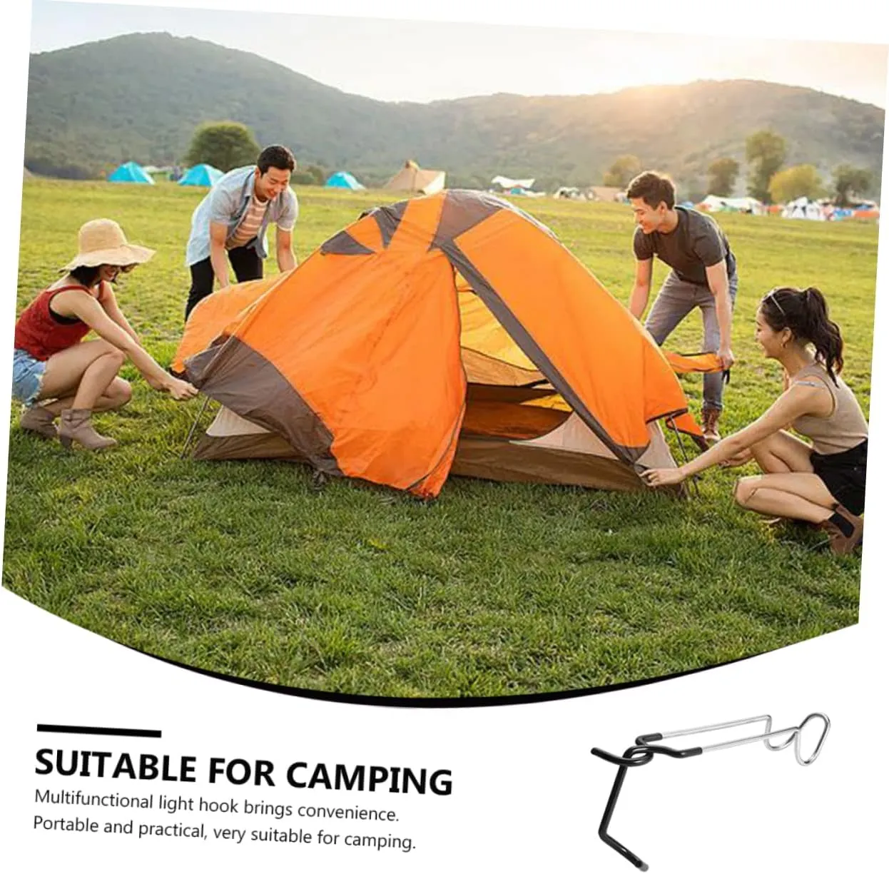 Happyyami 2pcs Light Hook Stainless Steel Rubber Camping Supplies