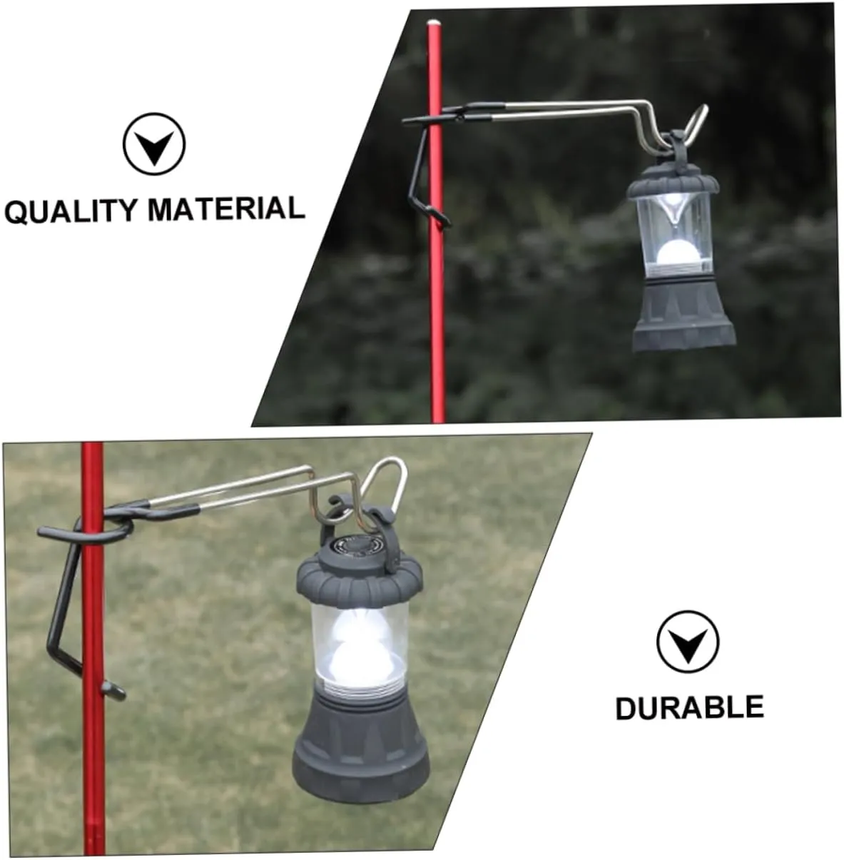 Happyyami 2pcs Light Hook Stainless Steel Rubber Camping Supplies