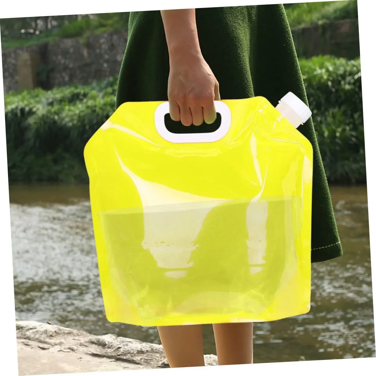 Happyyami 2sets 5l Large Capacity Car Water Carrier Outdoor Camping Hiking Water Bag Portable Foldable Container Food-grade Pe Material 4 Colors Available 2pcs*2