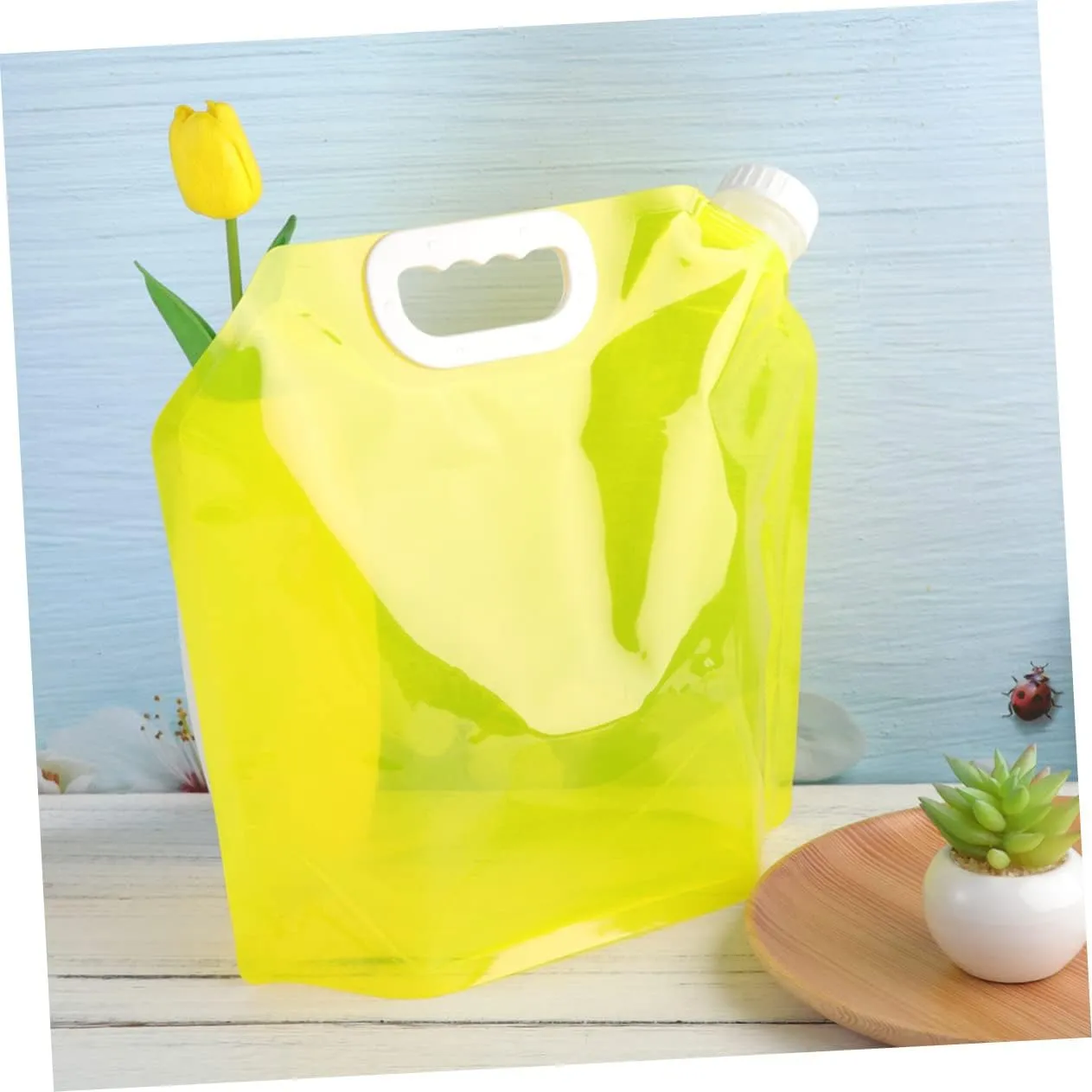Happyyami 2sets 5l Large Capacity Car Water Carrier Outdoor Camping Hiking Water Bag Portable Foldable Container Food-grade Pe Material 4 Colors Available 2pcs*2