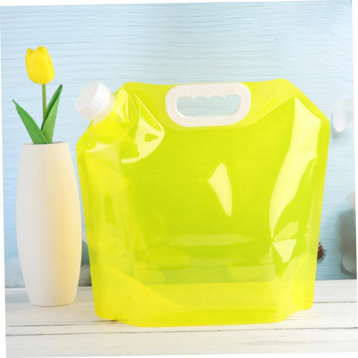 Happyyami 2sets 5l Large Capacity Car Water Carrier Outdoor Camping Hiking Water Bag Portable Foldable Container Food-grade Pe Material 4 Colors Available 2pcs*2