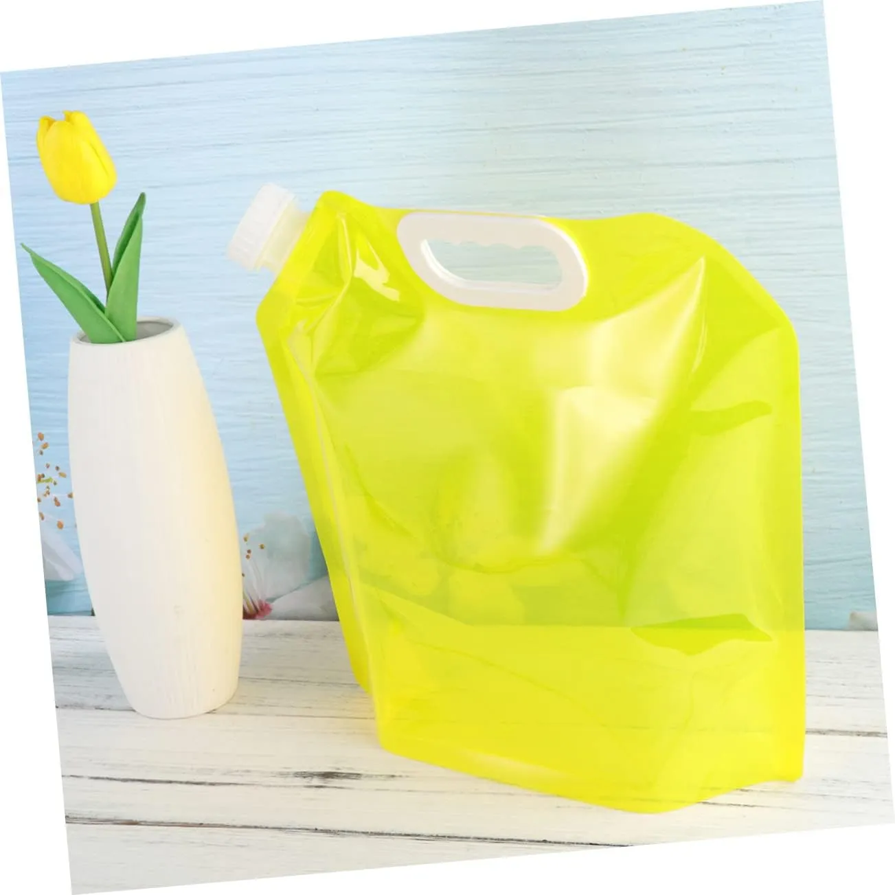 Happyyami 2sets 5l Large Capacity Car Water Carrier Outdoor Camping Hiking Water Bag Portable Foldable Container Food-grade Pe Material 4 Colors Available 2pcs*2
