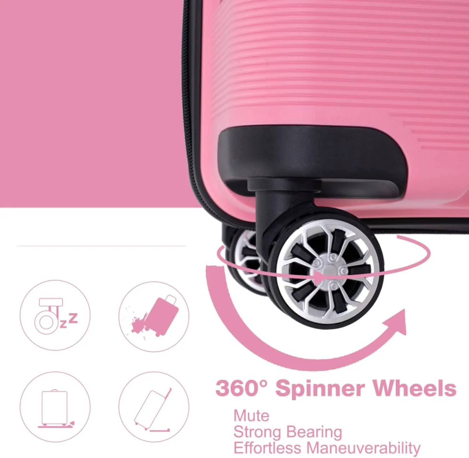 Hardshell Suitcase Double Spinner Wheels PP Luggage Sets Lightweight Durable Suitcase with Lock,3-Piece Set (20/24/28) (Pink   Polypropylene)