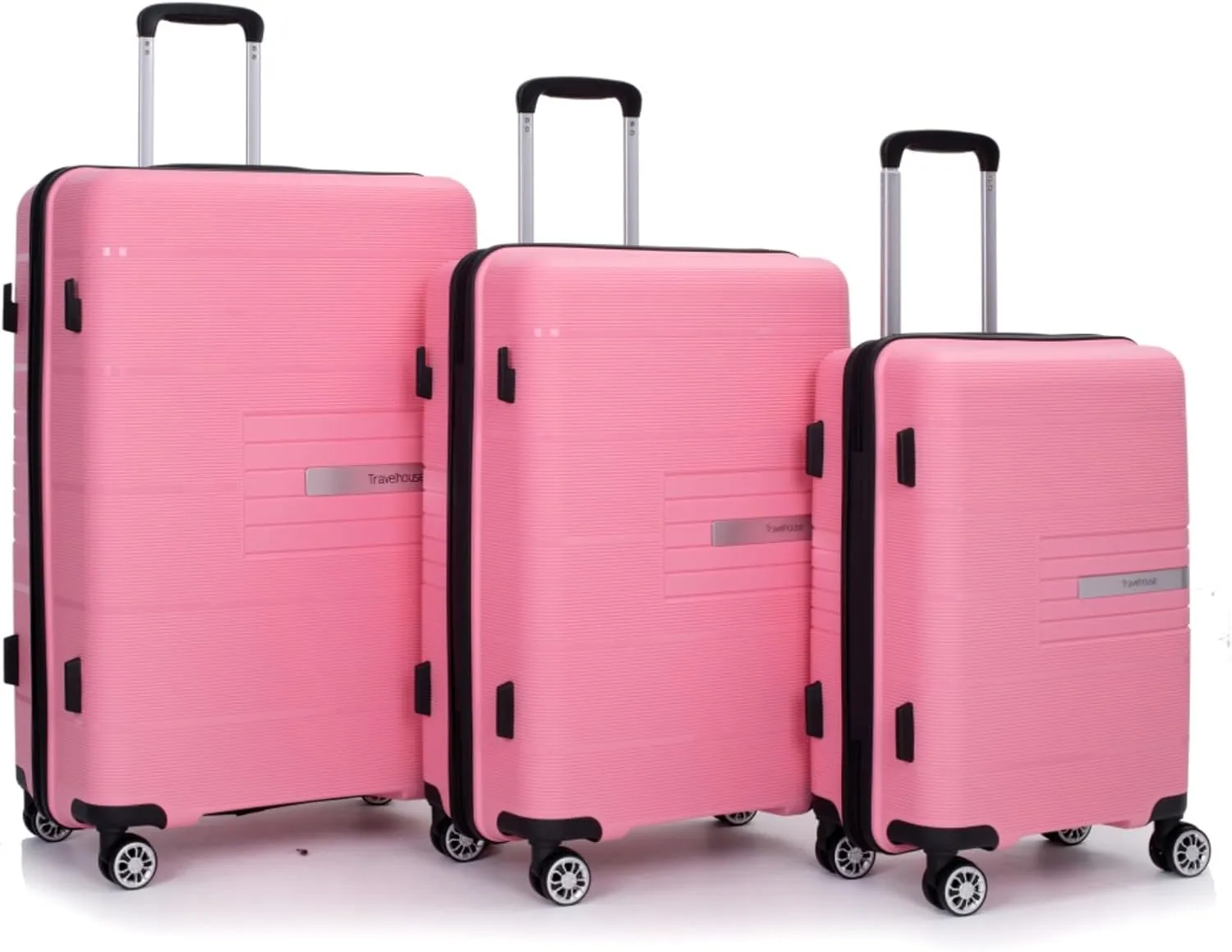Hardshell Suitcase Double Spinner Wheels PP Luggage Sets Lightweight Durable Suitcase with Lock,3-Piece Set (20/24/28) (Pink   Polypropylene)