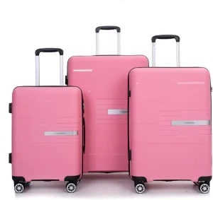 Hardshell Suitcase Double Spinner Wheels PP Luggage Sets Lightweight Durable Suitcase with Lock,3-Piece Set (20/24/28) (Pink   Polypropylene)