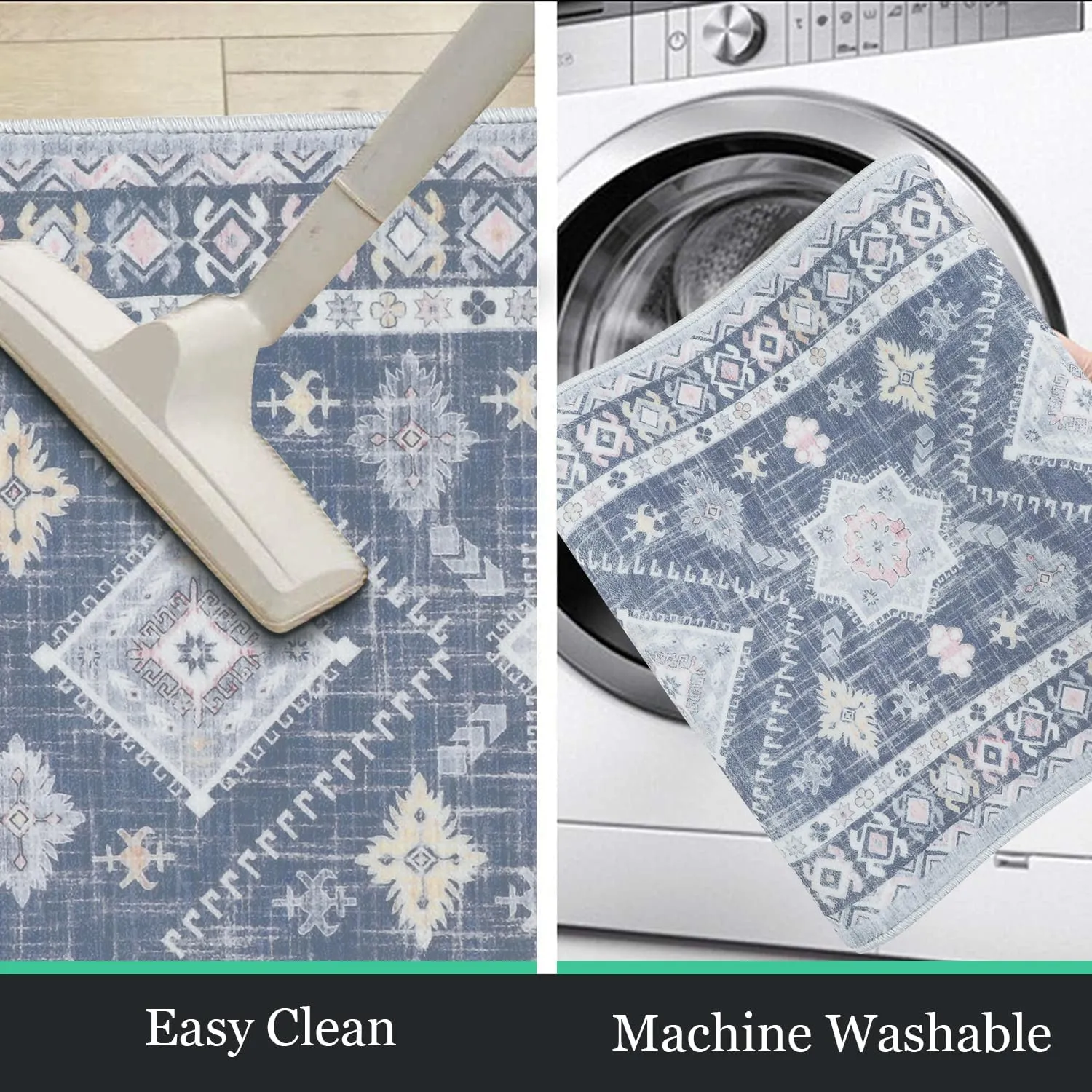 HEBE Boho Kitchen Rug Sets 3 Piece with Runner Non Slip Kitchen Rugs and Mats Washable Kitchen Mats for Floor Thick Kitchen Floor Mat Carpet Runner Rugs for Hallway Laundry Holiday Decor