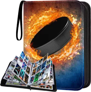 HESTECH 900 Pockets Hockey Card Binder, Trading Card Binder 9 Pocket with 50 Removable Sleeves for Football Baseball or Game Sports Trading Cards, 3 Ring Card Holder Binder, Collector Storage Album