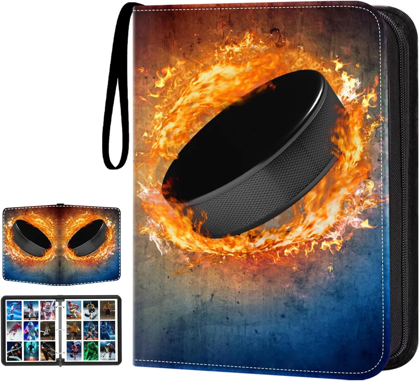 HESTECH 900 Pockets Hockey Card Binder, Trading Card Binder 9 Pocket with 50 Removable Sleeves for Football Baseball or Game Sports Trading Cards, 3 Ring Card Holder Binder, Collector Storage Album