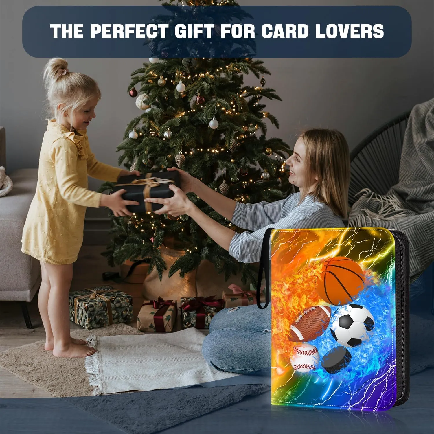 HESTECH Sports Card Binder 9 Pocket with 50 Removable Sleeves, Collectible Trading Card Albums Display Storage Organizer Fits 900 Card, Sports Card Holder for Collectors Boys and Girls Gift
