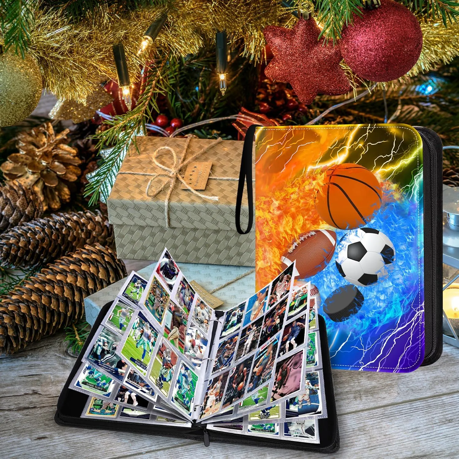 HESTECH Sports Card Binder 9 Pocket with 50 Removable Sleeves, Collectible Trading Card Albums Display Storage Organizer Fits 900 Card, Sports Card Holder for Collectors Boys and Girls Gift