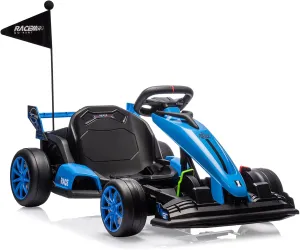 Hetoy 24V Electric Drift Kart for Kids Ages 6-12, Adjustable Seat &Variable Speed(8.5MPH), EVA Silent Wheels & Parent-Approved Safety, Outdoor Ride-On Toy with Dual Pedals