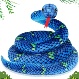 Hiboom Giant Snake Plush Large Stuffed Animal Realistic Stuffed Lifelike Snake Toy Gifts for Birthday Party Decoration Easter Carnival Prank Props(71 Inch,Teal)