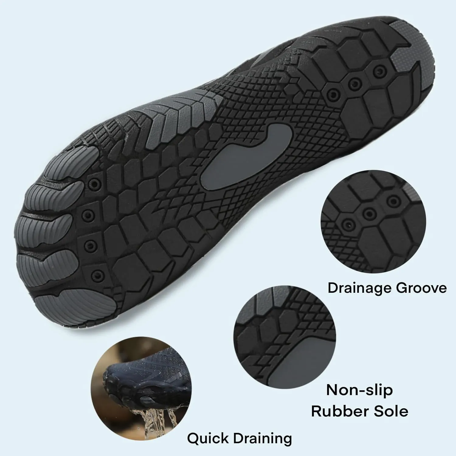Hike Barefoot Water Shoes for Women Men, Barefoot Shoes with Wide Toe Box, Non-Slip & Quick Dry Breathable Aqua Socks for Beach Pool Aqua Swim Surf Hiking Walking Shoes