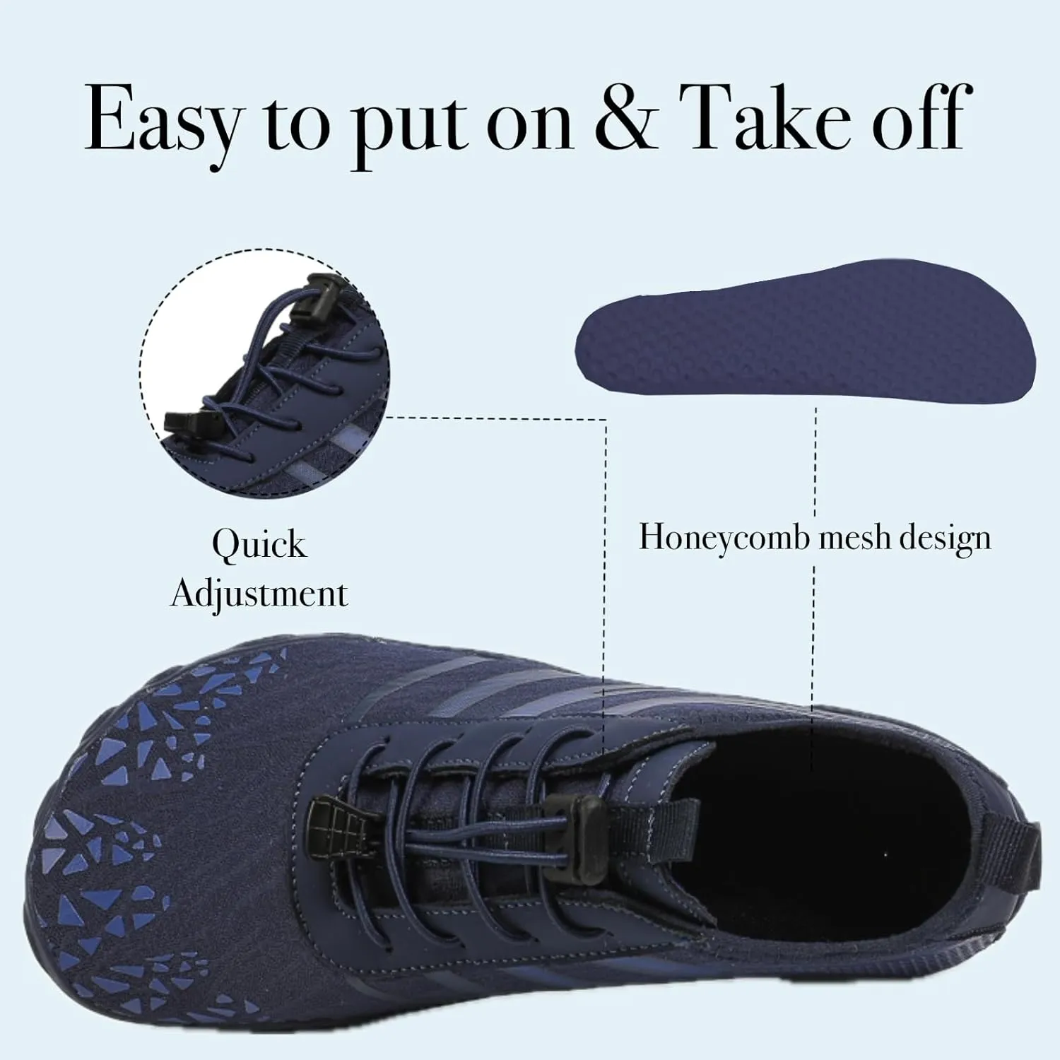 Hike Barefoot Water Shoes for Women Men, Barefoot Shoes with Wide Toe Box, Non-Slip & Quick Dry Breathable Aqua Socks for Beach Pool Aqua Swim Surf Hiking Walking Shoes
