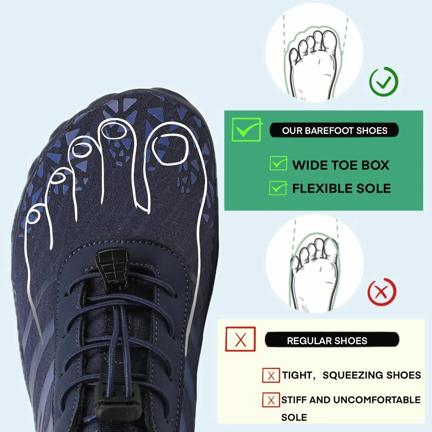 Hike Barefoot Water Shoes for Women Men, Barefoot Shoes with Wide Toe Box, Non-Slip & Quick Dry Breathable Aqua Socks for Beach Pool Aqua Swim Surf Hiking Walking Shoes