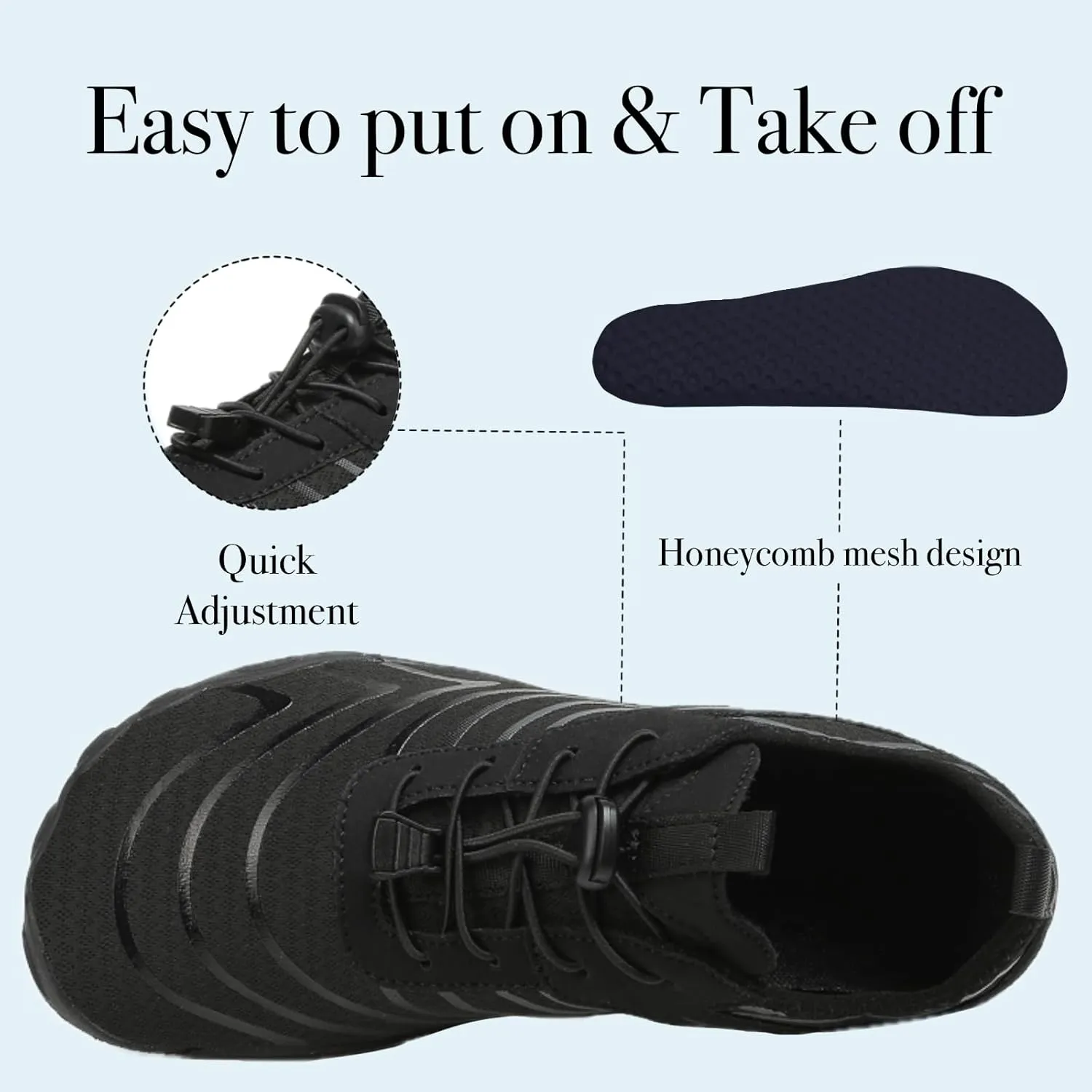 Hike Barefoot Water Shoes for Women Men, Barefoot Shoes with Wide Toe Box, Non-Slip & Quick Dry Breathable Aqua Socks for Beach Pool Aqua Swim Surf Hiking Walking Shoes