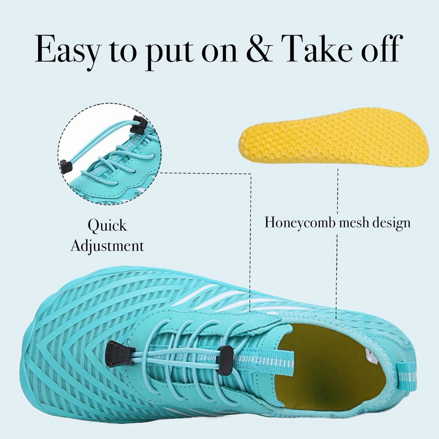 Hike Barefoot Shoes for Women Men, Water Shoes with Wide Toe Box, Non-Slip & Quick Dry Breathable Beach Pool Aqua Swim Surf Walking Shoes