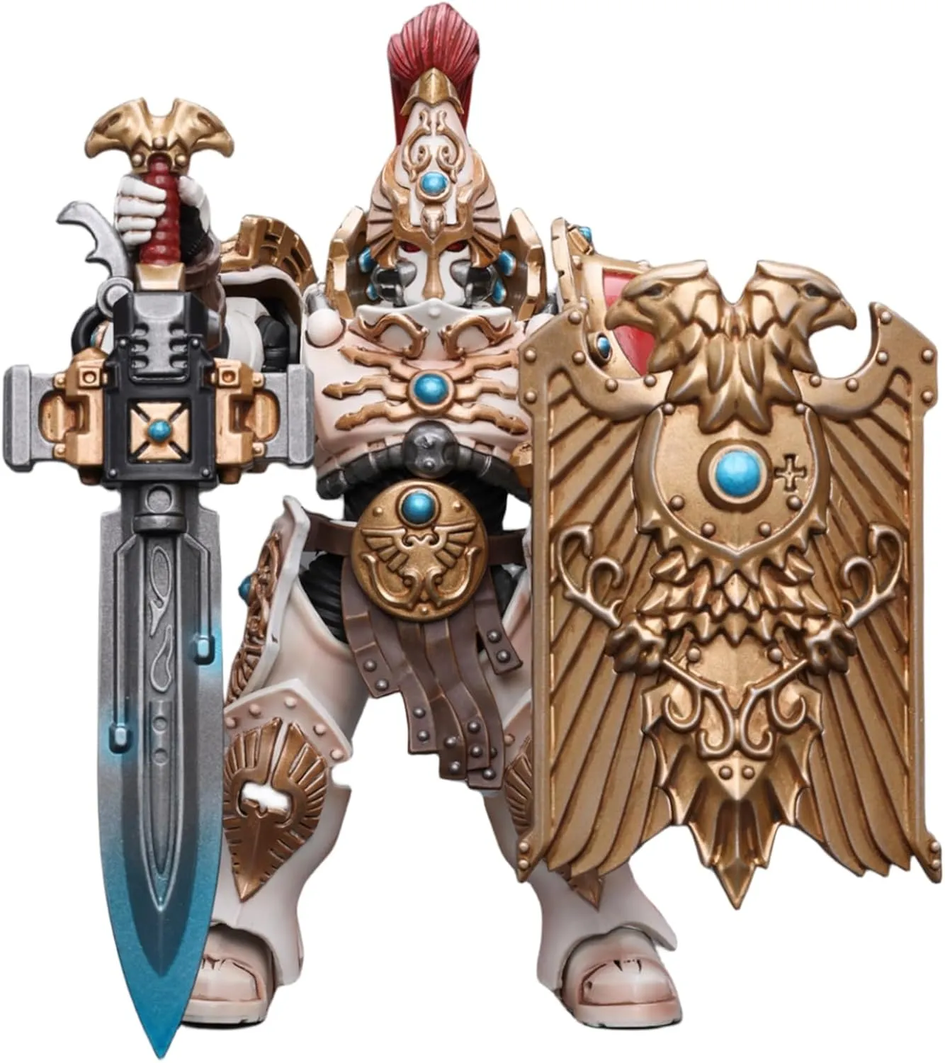 HiPlay JoyToy Warhammer 40K Collectible Figure: Adeptus Custodes Solar Watch Custodian Guard with Sentinel Blade and Praesidium Shield 1:18 Scale Action Figures JT9343