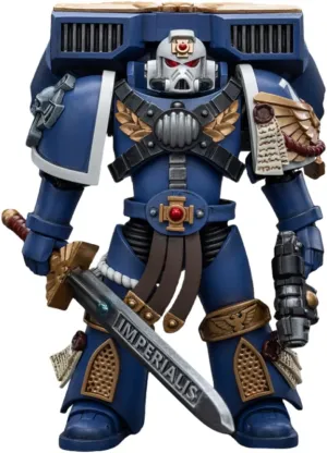 HiPlay JoyToy Warhammer 40K Collectible Figure: Ultramarines Vanguard Veteran Sergeant 1:18 Scale Action Figures JT8018 (Sergeant JT8018)