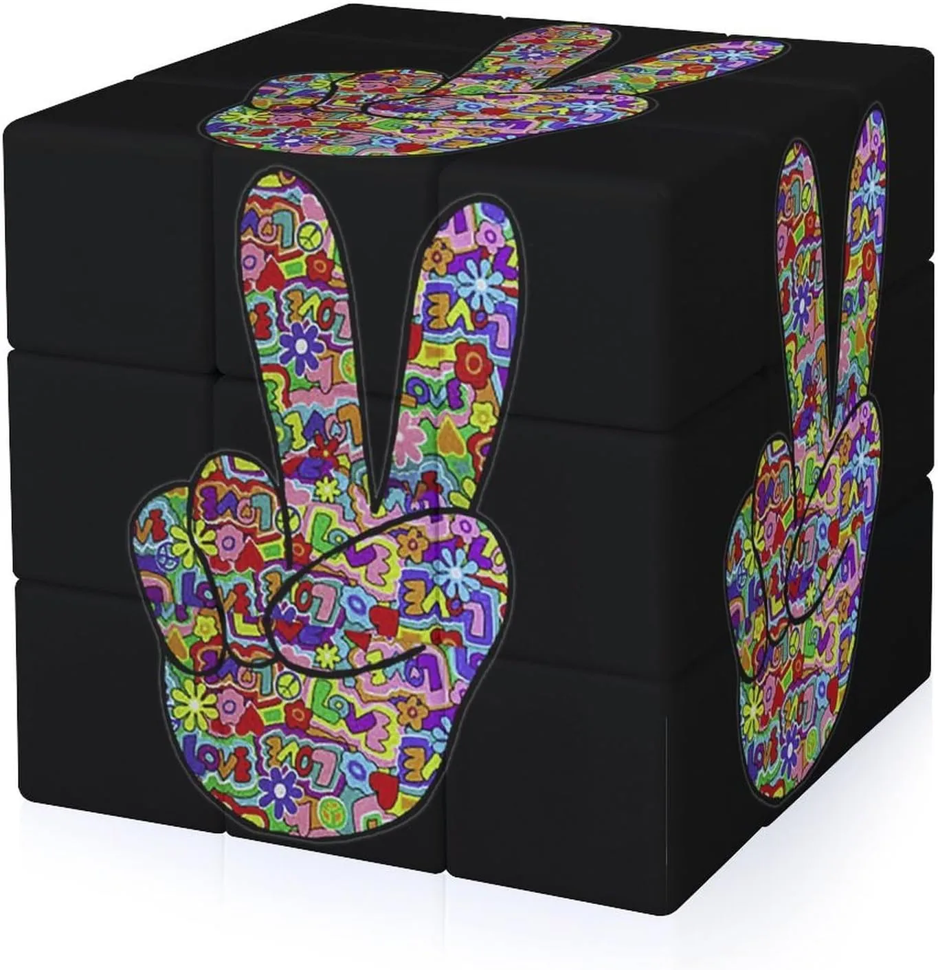 Hippy Love Peace Adults 3x3x3 Color-Matching Smooth Fully Printed Cube Gift