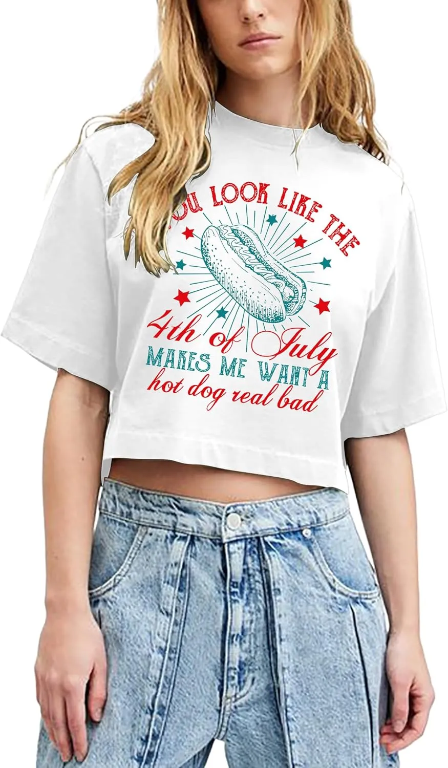 hohololo American Flag Crop Tops Women USA Crop Shirt Patriotic 4th of July Tee Memorial Day Tshirt Girls Crop Tops