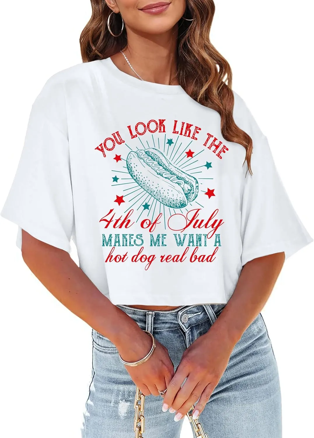hohololo American Flag Crop Tops Women USA Crop Shirt Patriotic 4th of July Tee Memorial Day Tshirt Girls Crop Tops