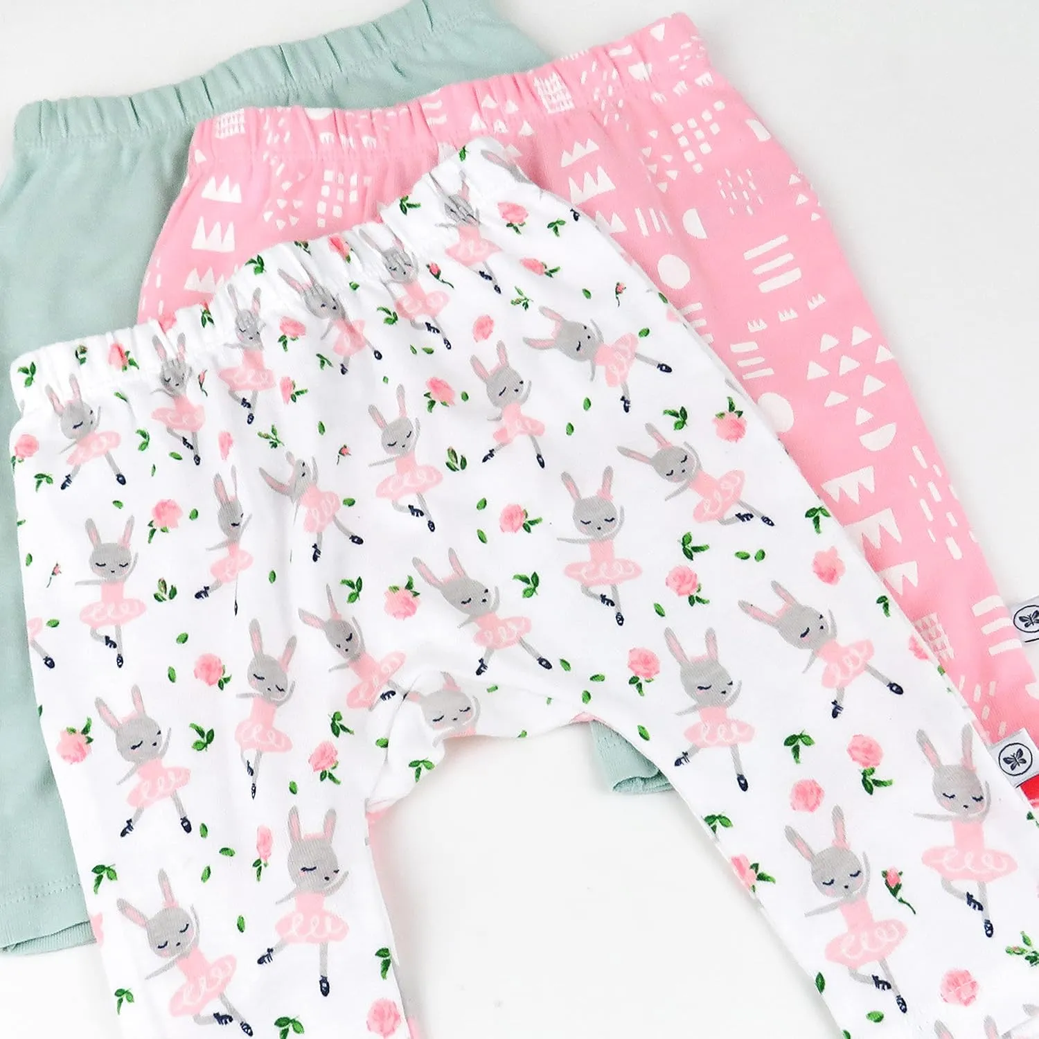 HonestBaby Multipack Harem Pants Roomy Fit Pull on Bottoms 100% Organic Cotton for Infant Baby Boys, Girls, Unisex