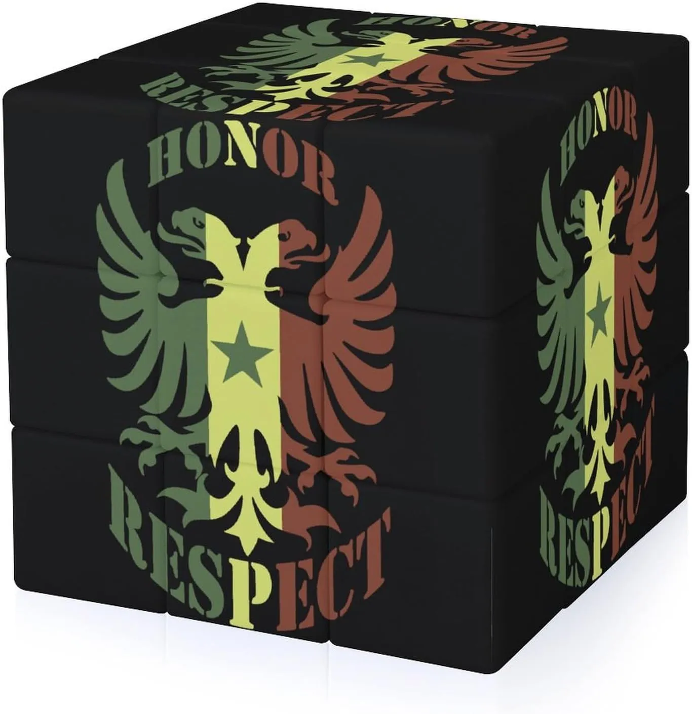 Honor and Respect Senegal Flag Adults 3x3x3 Color-Matching Smooth Fully Printed Cube Gift