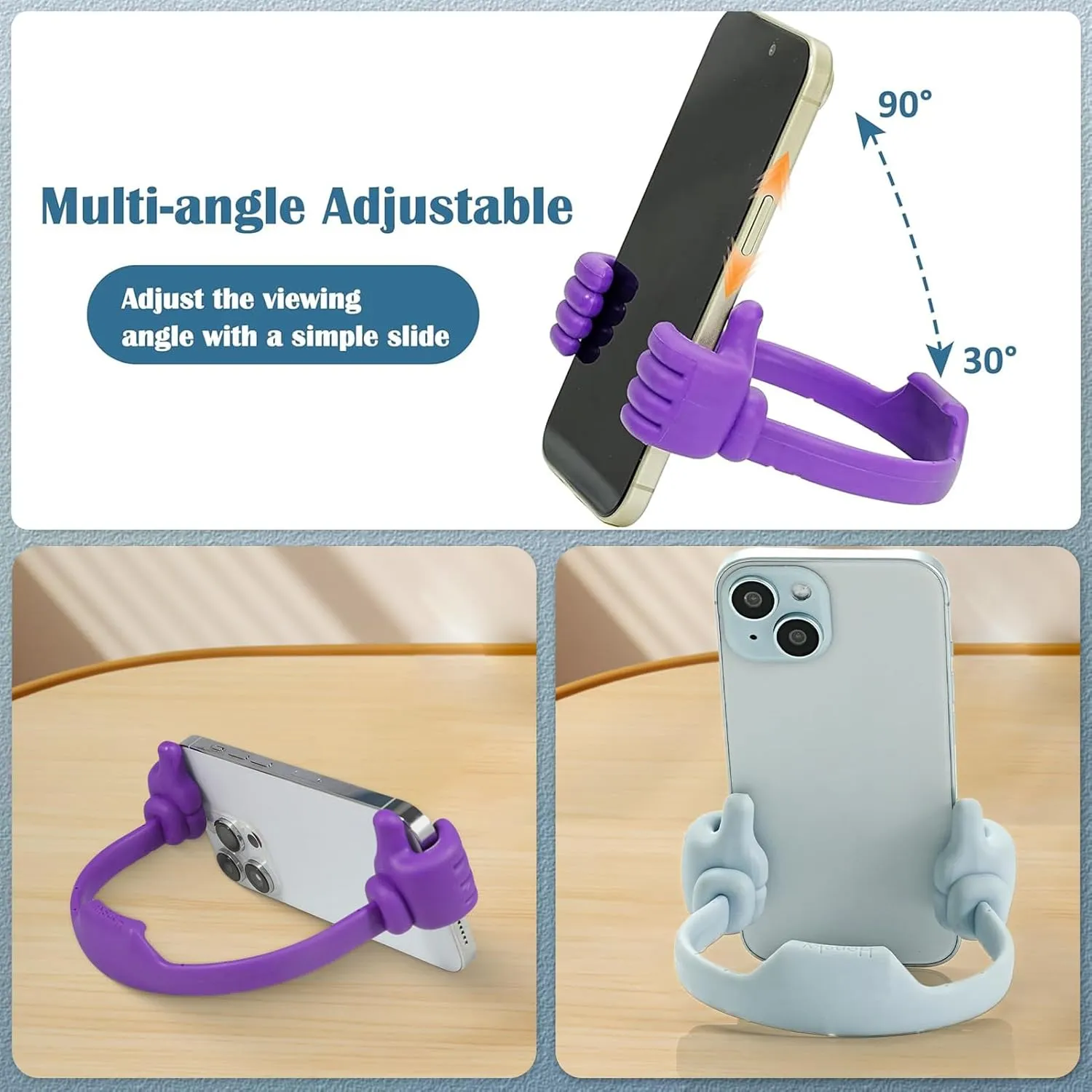 Honsky Universal Flexible Thumb Smartphone Stand Holder - Blue