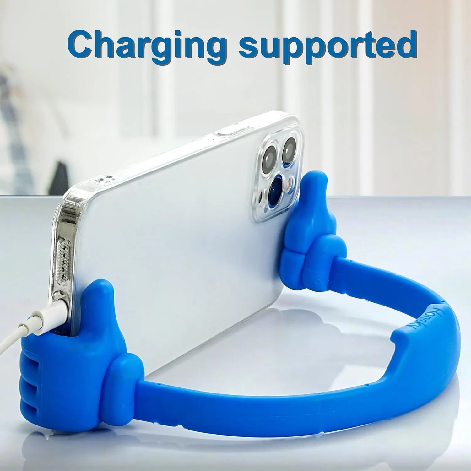 Honsky Universal Flexible Thumb Smartphone Stand Holder - Blue
