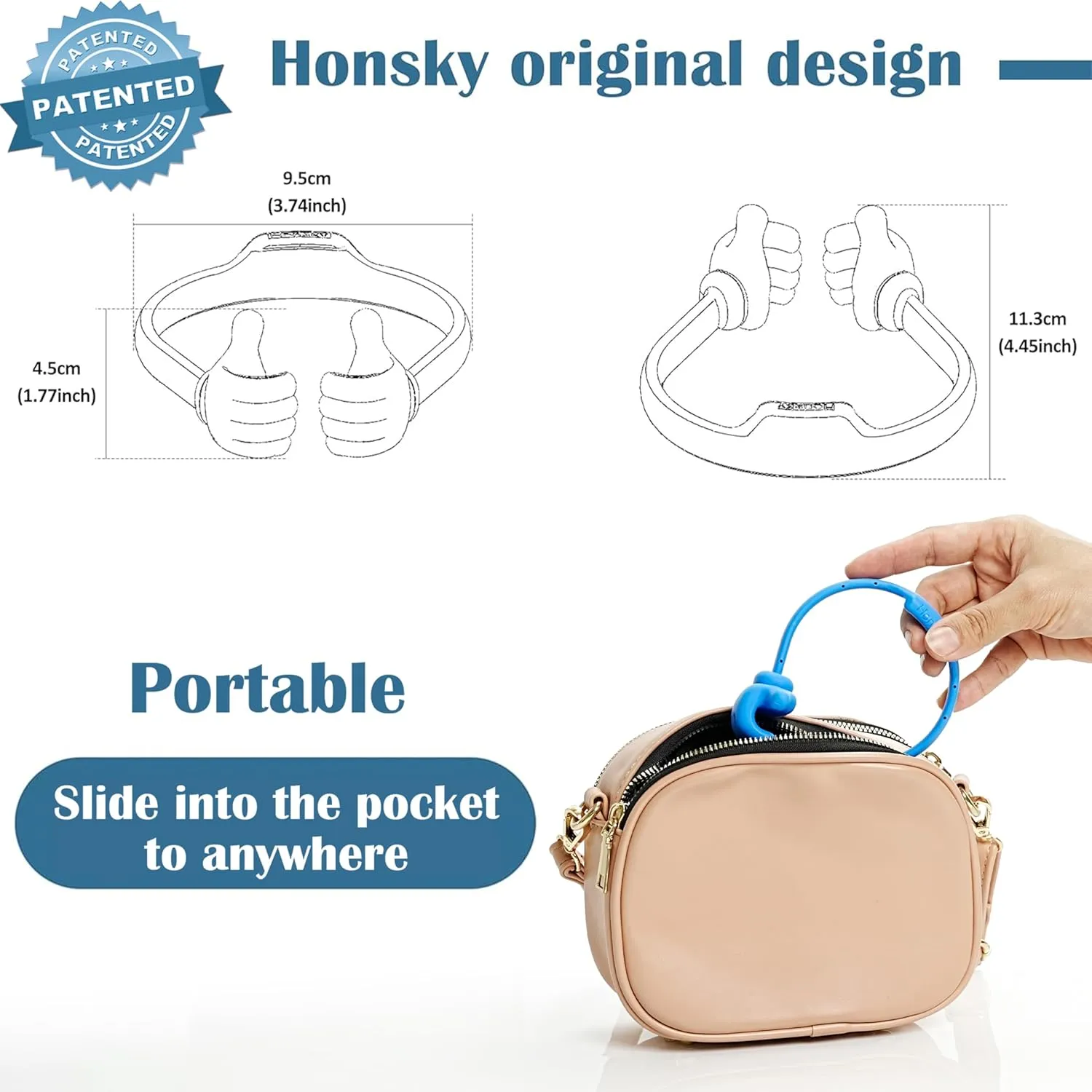 Honsky Universal Flexible Thumb Smartphone Stand Holder - Blue