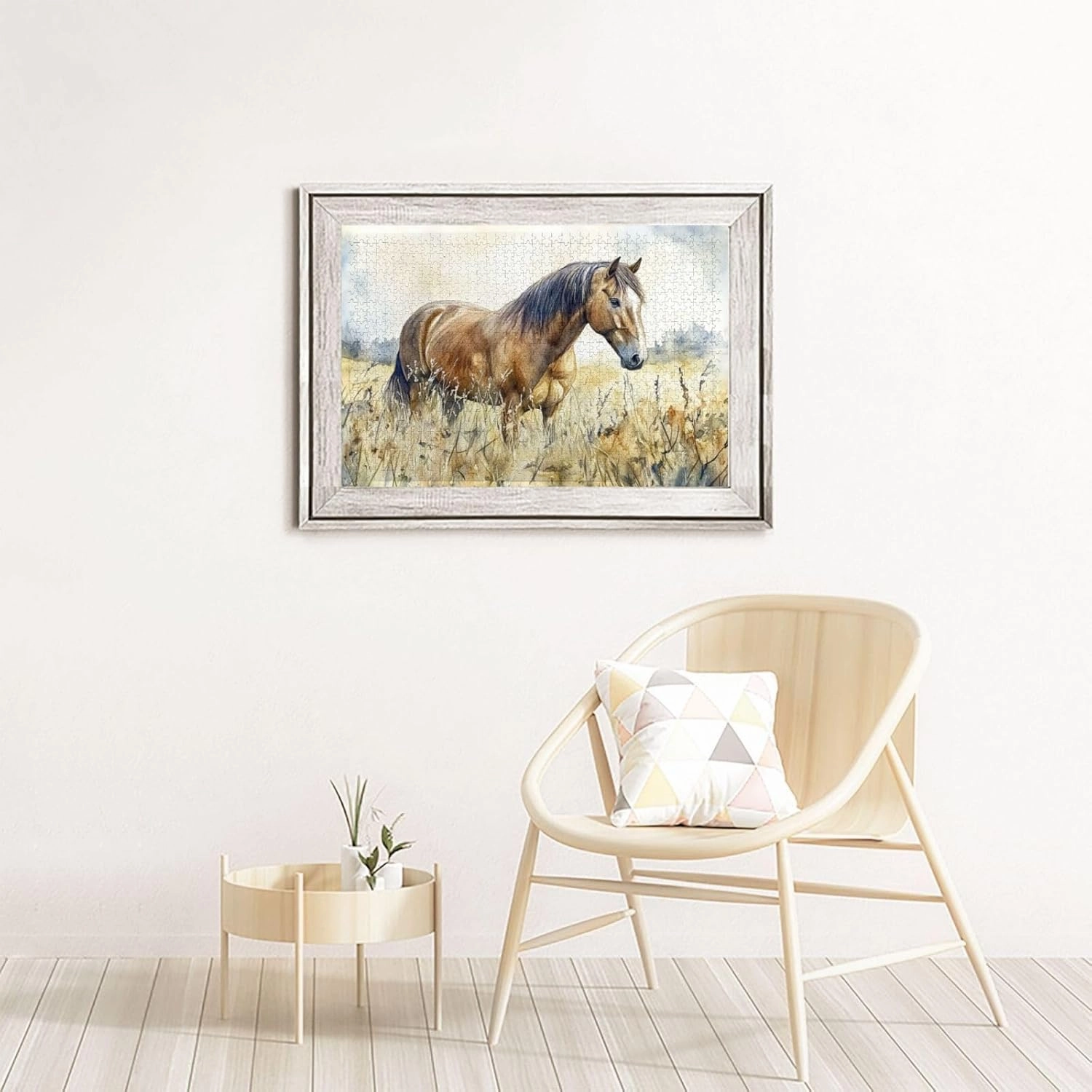 Horses grazing on The Grassland 1000 Pieces of Adult Wooden Puzzle - Unique and Beautiful Design,an Ideal Choice for Exercising brainpower，Thoughts soar，Gifts for Family and Friends