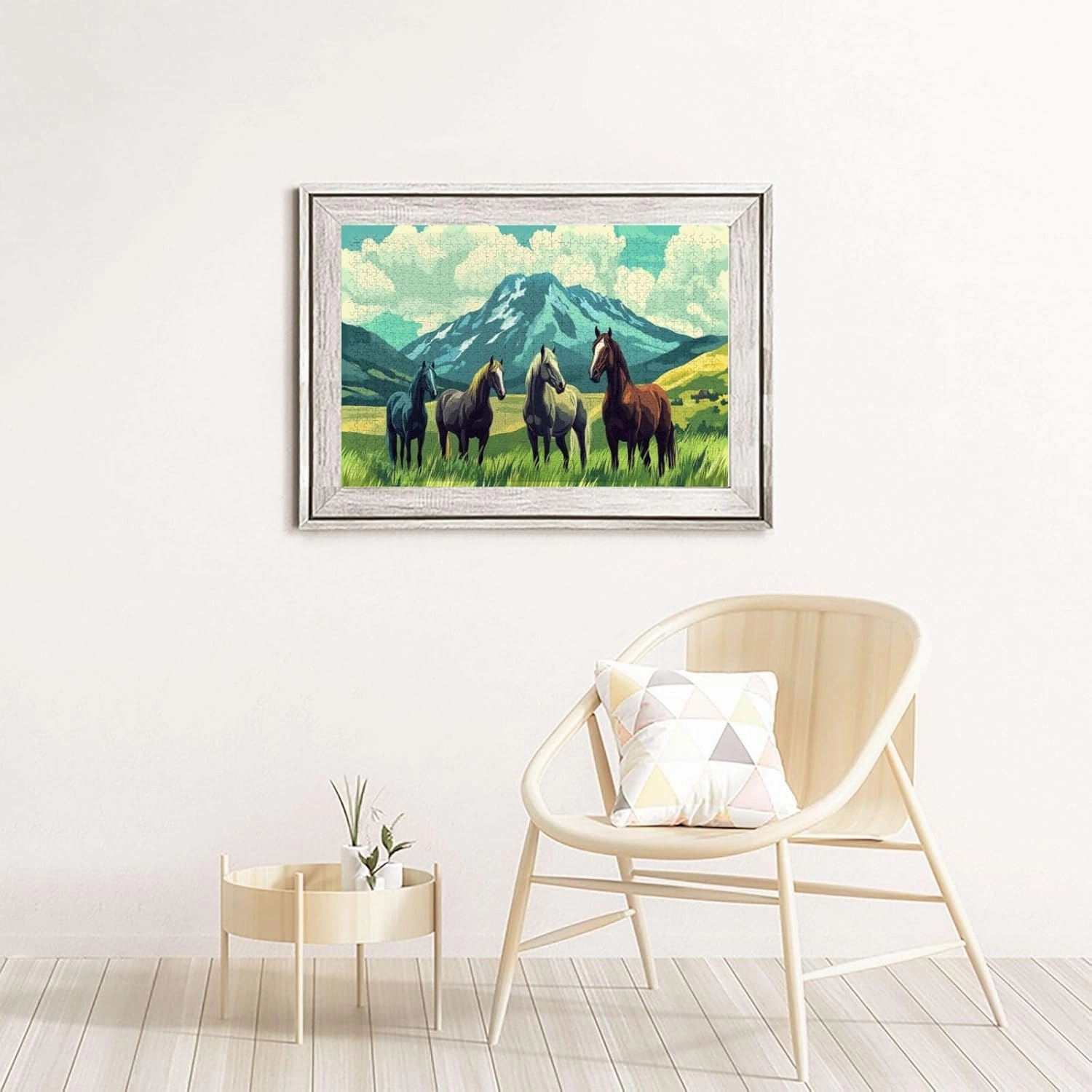 Horses On Alpine Grassland,1000 Pcs Wooden Jigsaw Puzzles for Adults,Interesting Entertainment Games, Exercise Your Hands-On Skills，Promote A Warmer Relationship，Enjoy The Process