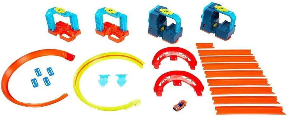 Hot Wheels Track Builder Unlimited Ultra Stackable Booster Kit Motorized Set 5 Plus Configurations Stunt Parts Compatible id Gift idea for Kids 6 7 8 9 10 and Older