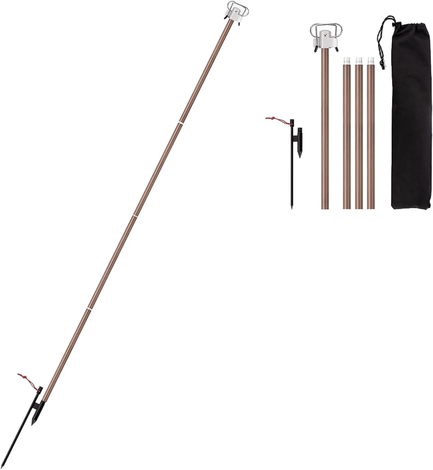 HXBER Portable Camping Folding Lamp Pole Lightweight Collapsible Aluminum Lantern Stand Outdoor Light Hanger Holder Stick for Camping Hiking Fishing Garden BBQ