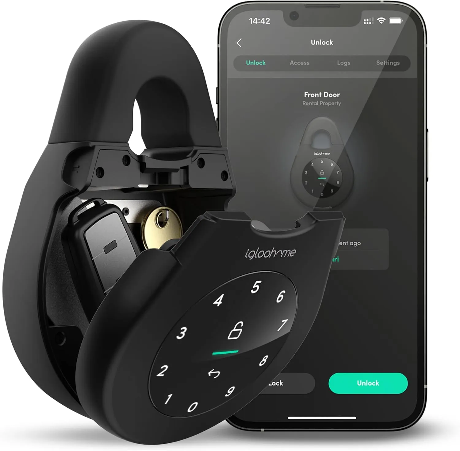 igloohome Keybox 3 Smart Lock Box, Large Key Safe w/Airbnb Sync (iOS/Android) – Remotely Generate Bluetooth-Keys & Pin Codes Without Internet